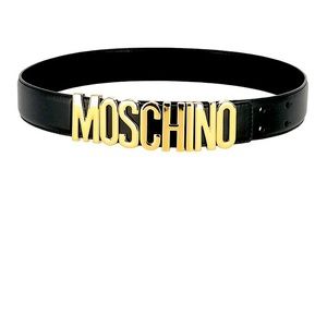 Black & gold moschino belt